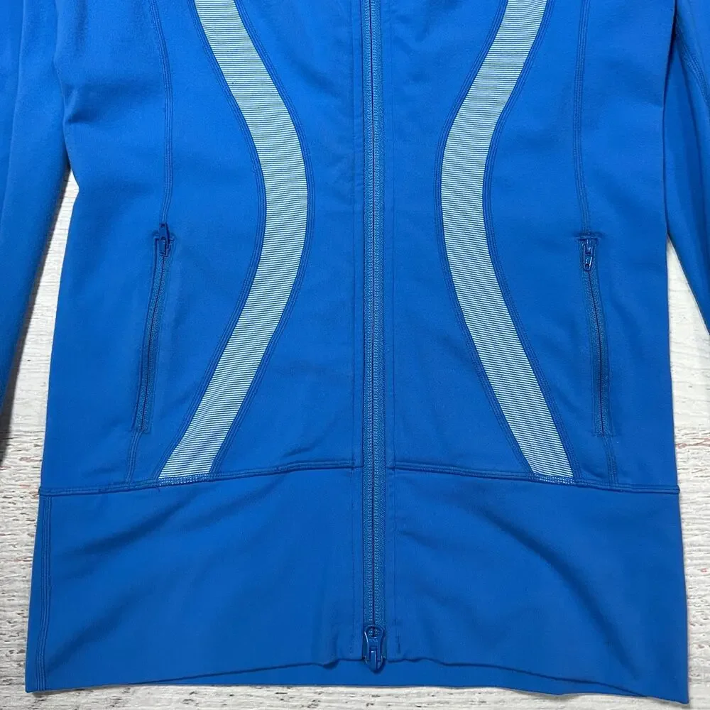 Lululemon In Stride Athletic Jacket Size 4 Blue Full Zip Workout Top Athletic